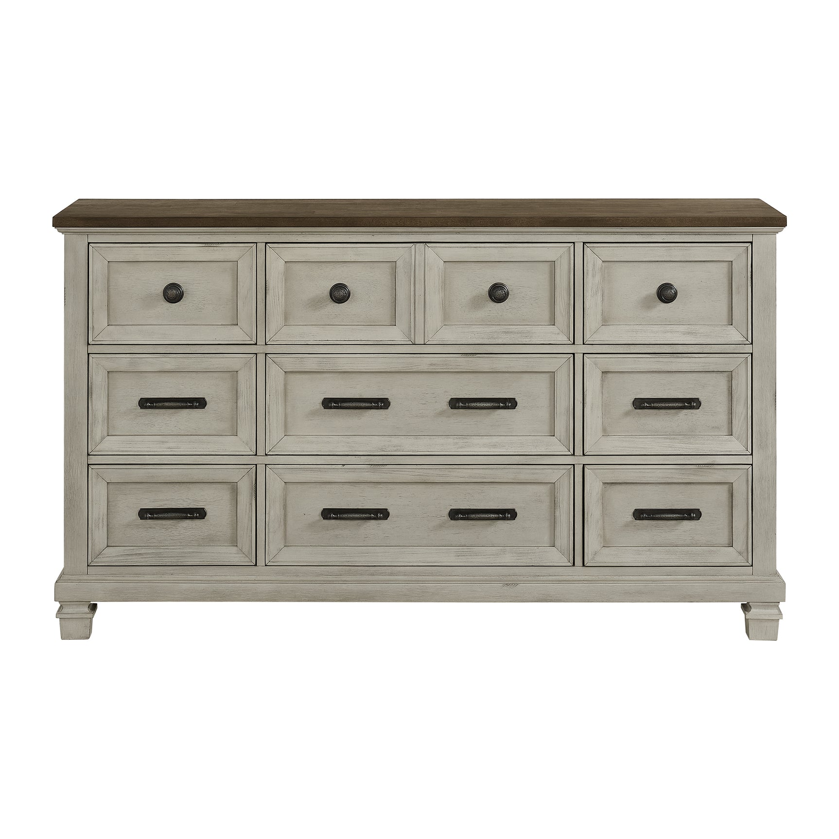 Farmington 9-Drawer Dresser in Medium Brown and Washed Stone - Tampa Furniture Outlet