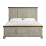 Farmington King Panel Bed in Medium Brown and Washed Stone - Tampa Furniture Outlet