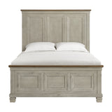 Farmington Queen Panel Bed in Medium Brown and Washed Stone - Tampa Furniture Outlet