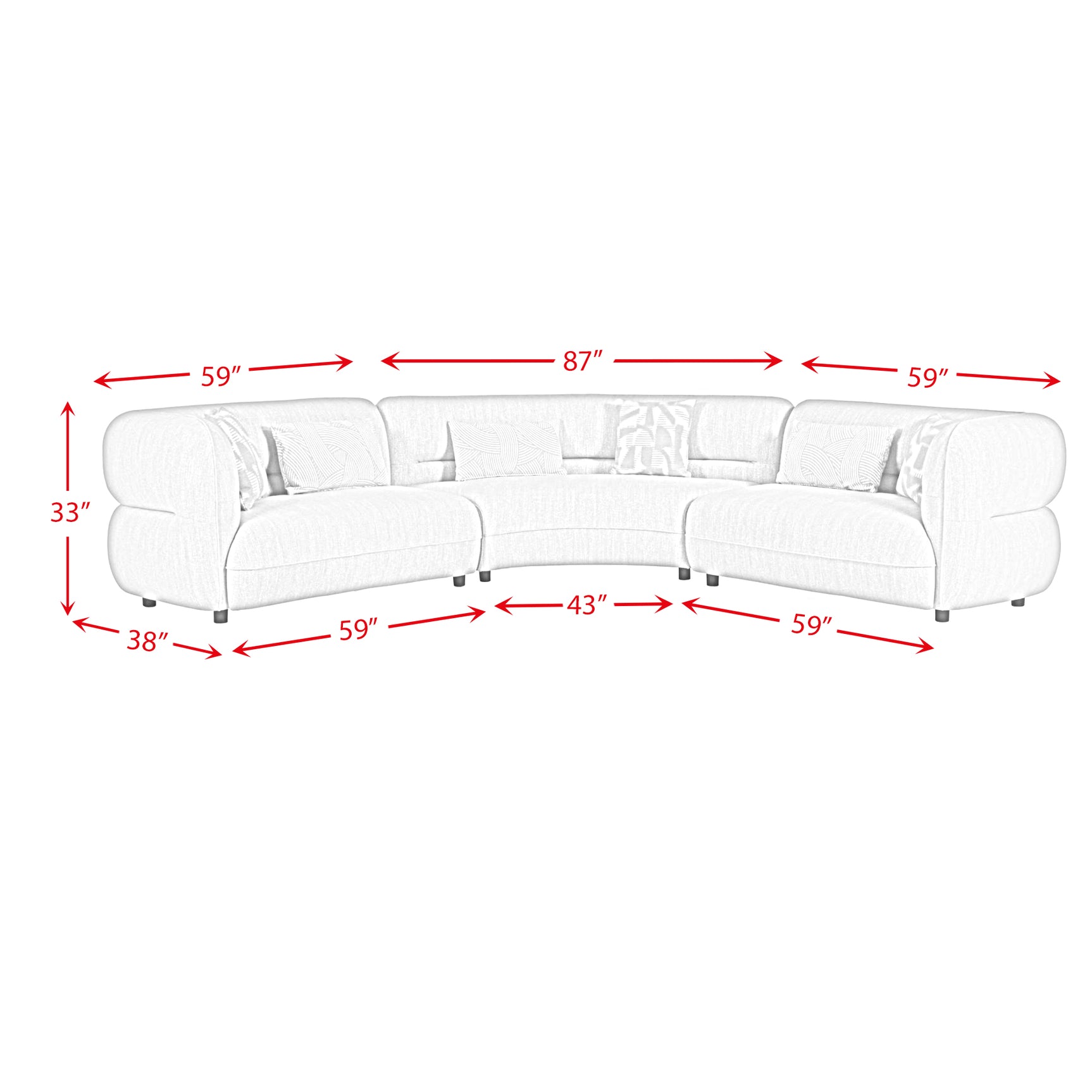 Four Seasons Sectional Set in Woolen Camel with 6 Pillows