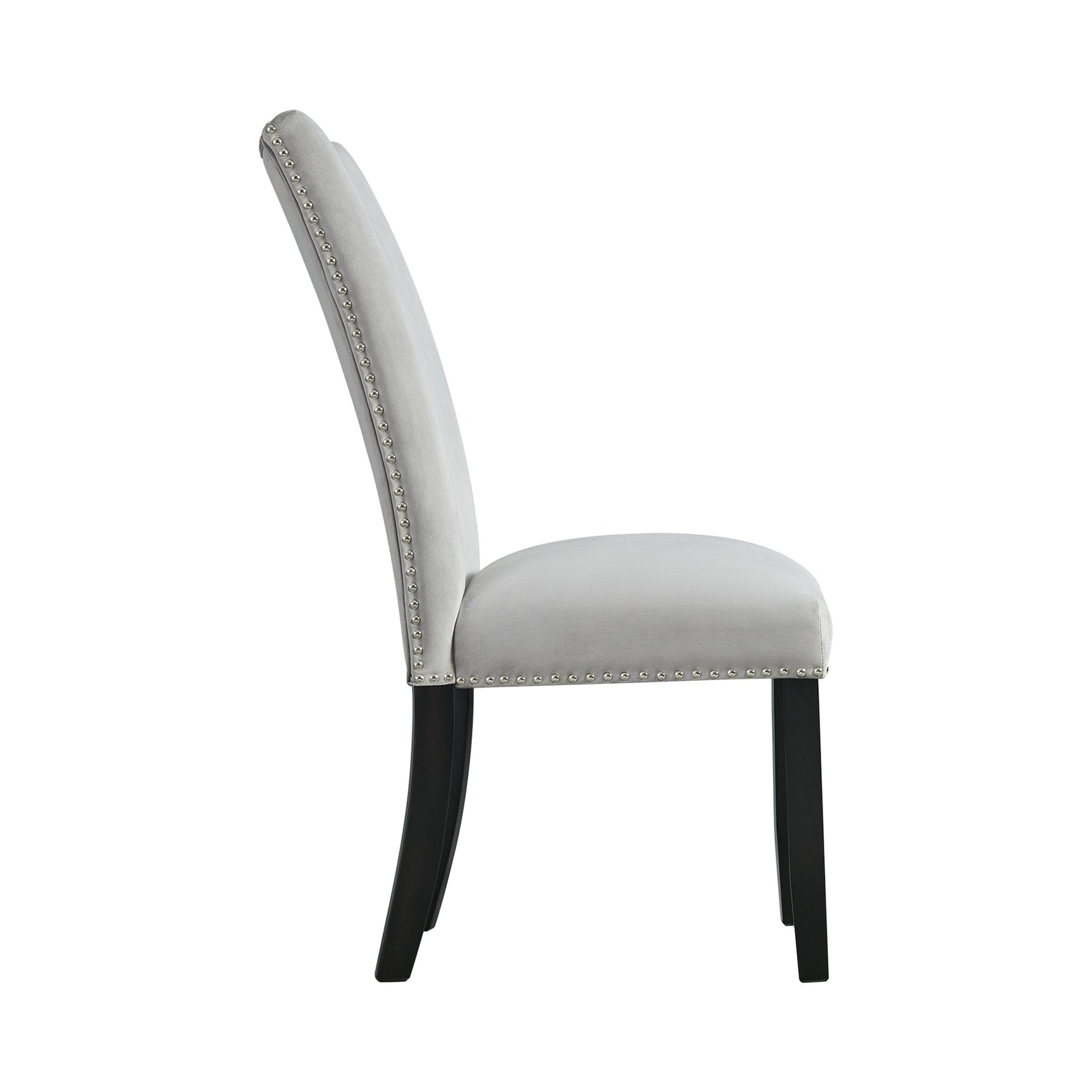 Francesca Rectangular Dining Grey Velvet Side Chair W/ Nailhead Trim (2 Per Pack)