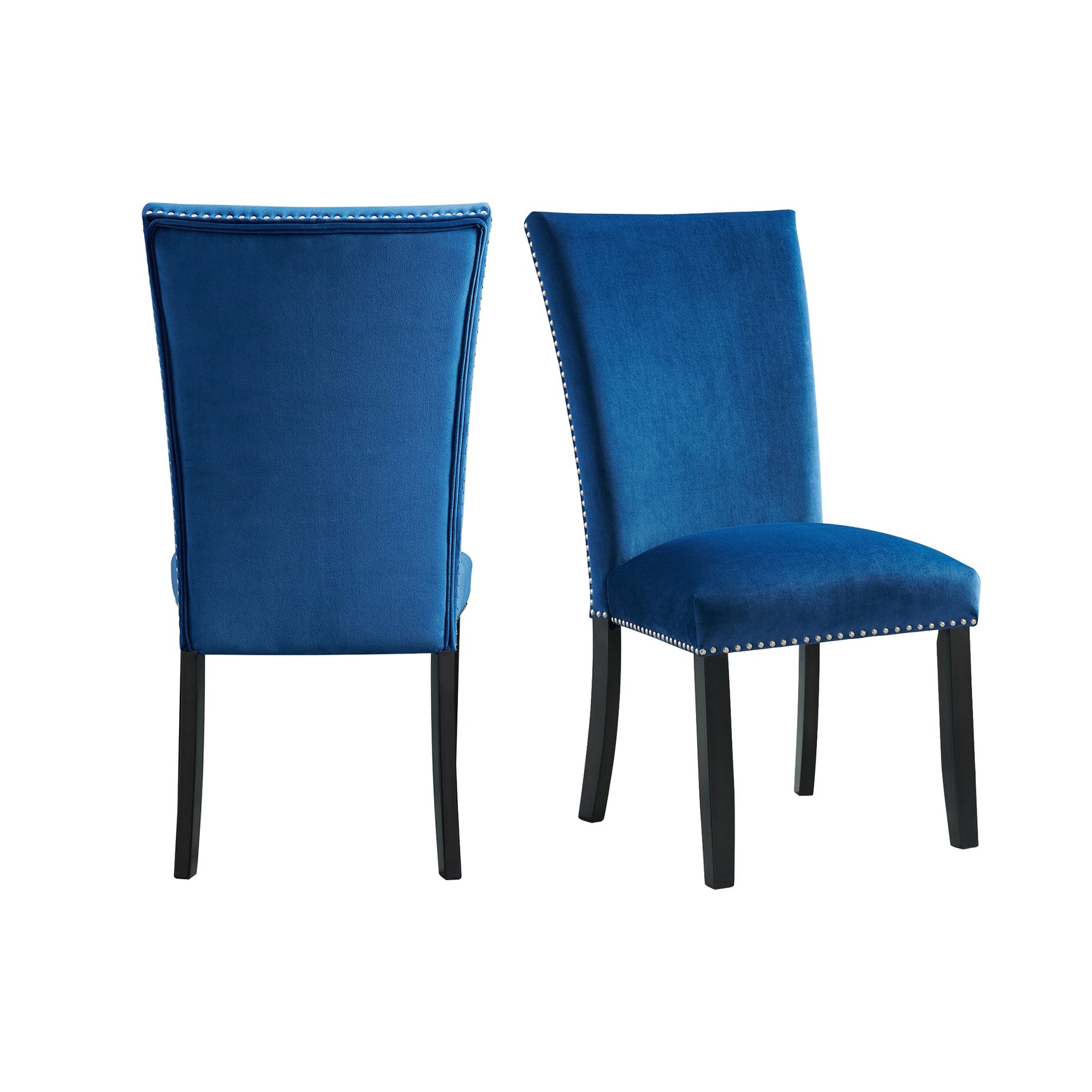 Francesca Rectangular Dining Blue Velvet Side Chair (2 Per Pack) - Tampa Furniture Outlet