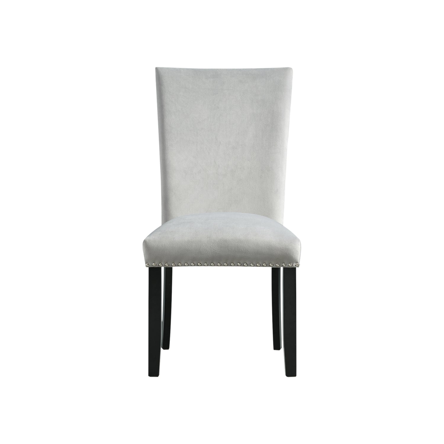 Francesca Rectangular Dining Grey Velvet Side Chair W/ Nailhead Trim (2 Per Pack) - Tampa Furniture Outlet