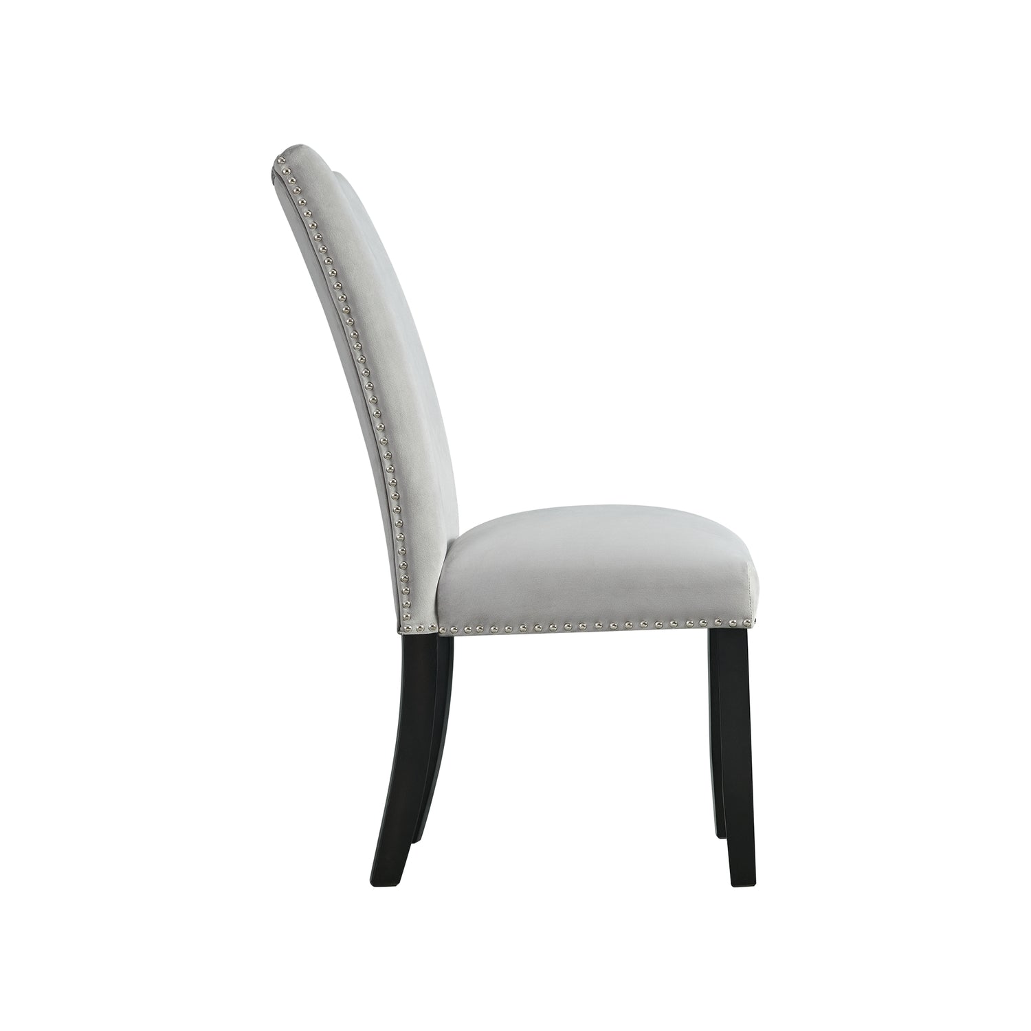 Francesca Rectangular Dining Grey Velvet Side Chair W/ Nailhead Trim (2 Per Pack) - Tampa Furniture Outlet