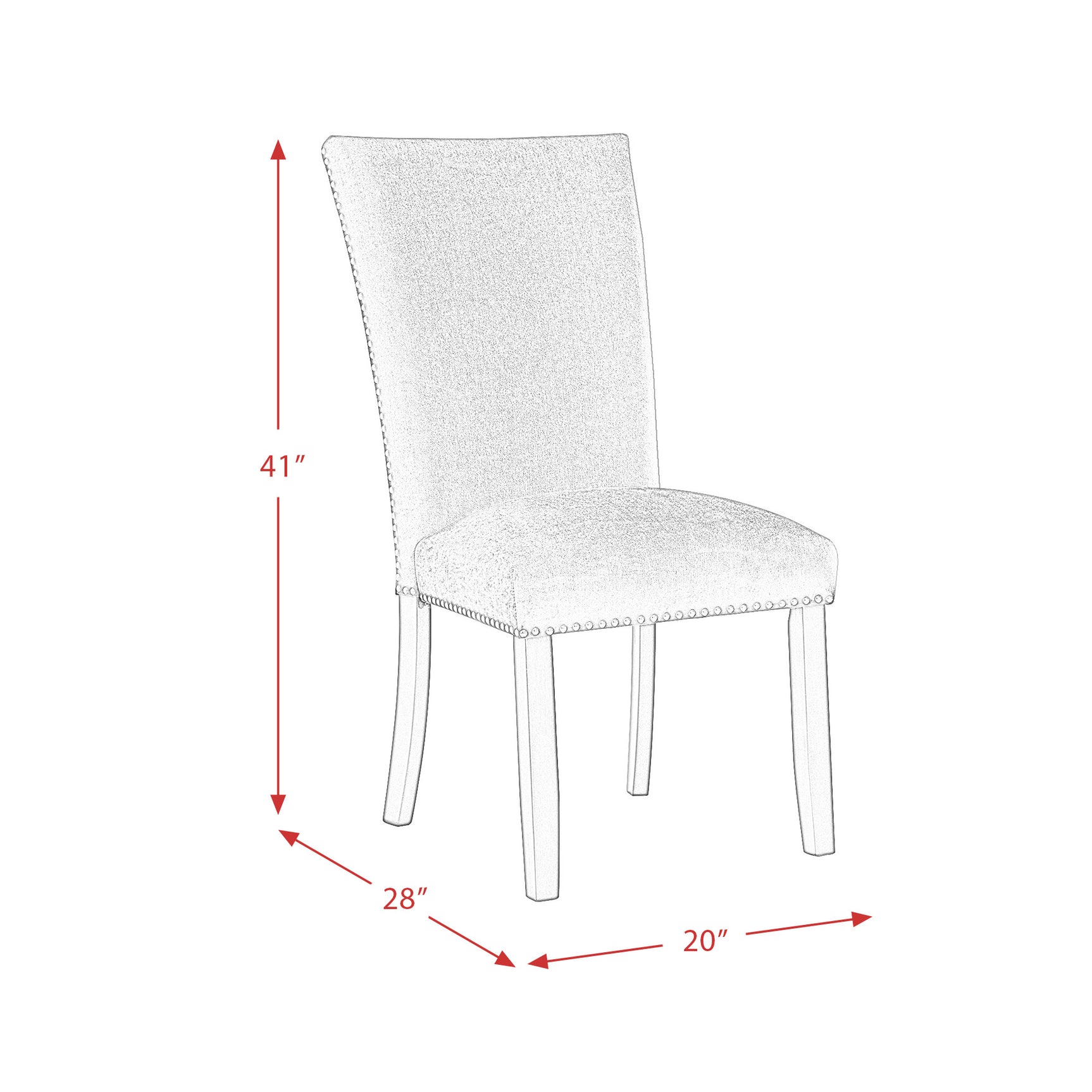 Francesca Rectangular Dining Grey Velvet Side Chair W/ Nailhead Trim (2 Per Pack) - Tampa Furniture Outlet
