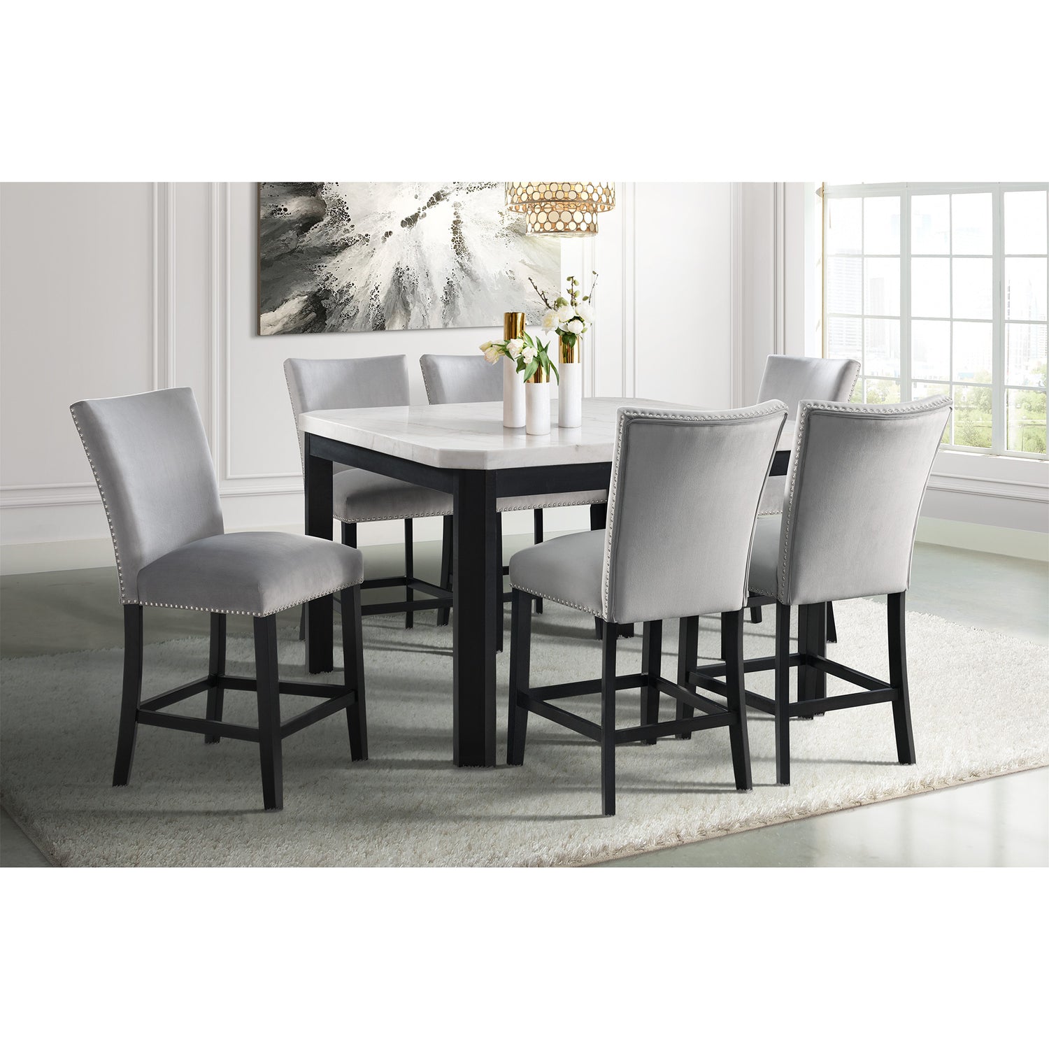 Francesca Counter Dining Gray Counter Velvet Side Chair (2 Per Pack) – SKU CFC300CVSC | Elements