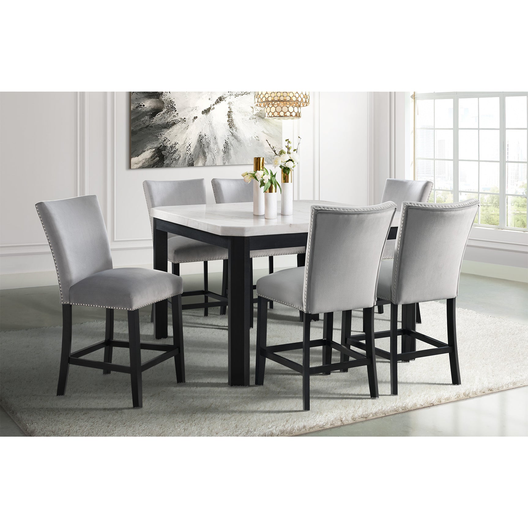 Francesca Counter Dining Gray Counter Velvet Side Chair (2 Per Pack) – SKU CFC300CVSC | Elements
