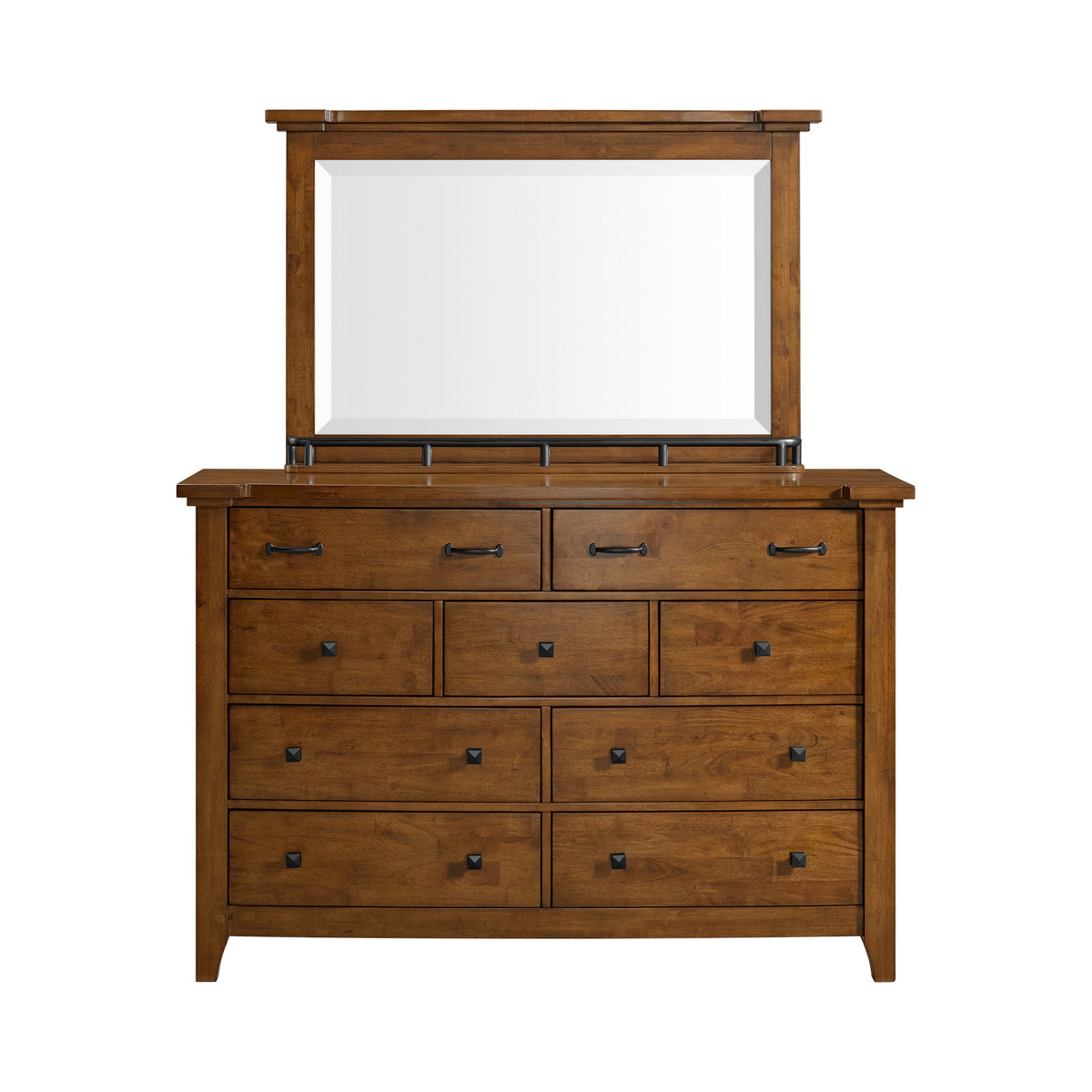 Gage Dresser & Mirror Set in Chestnut
