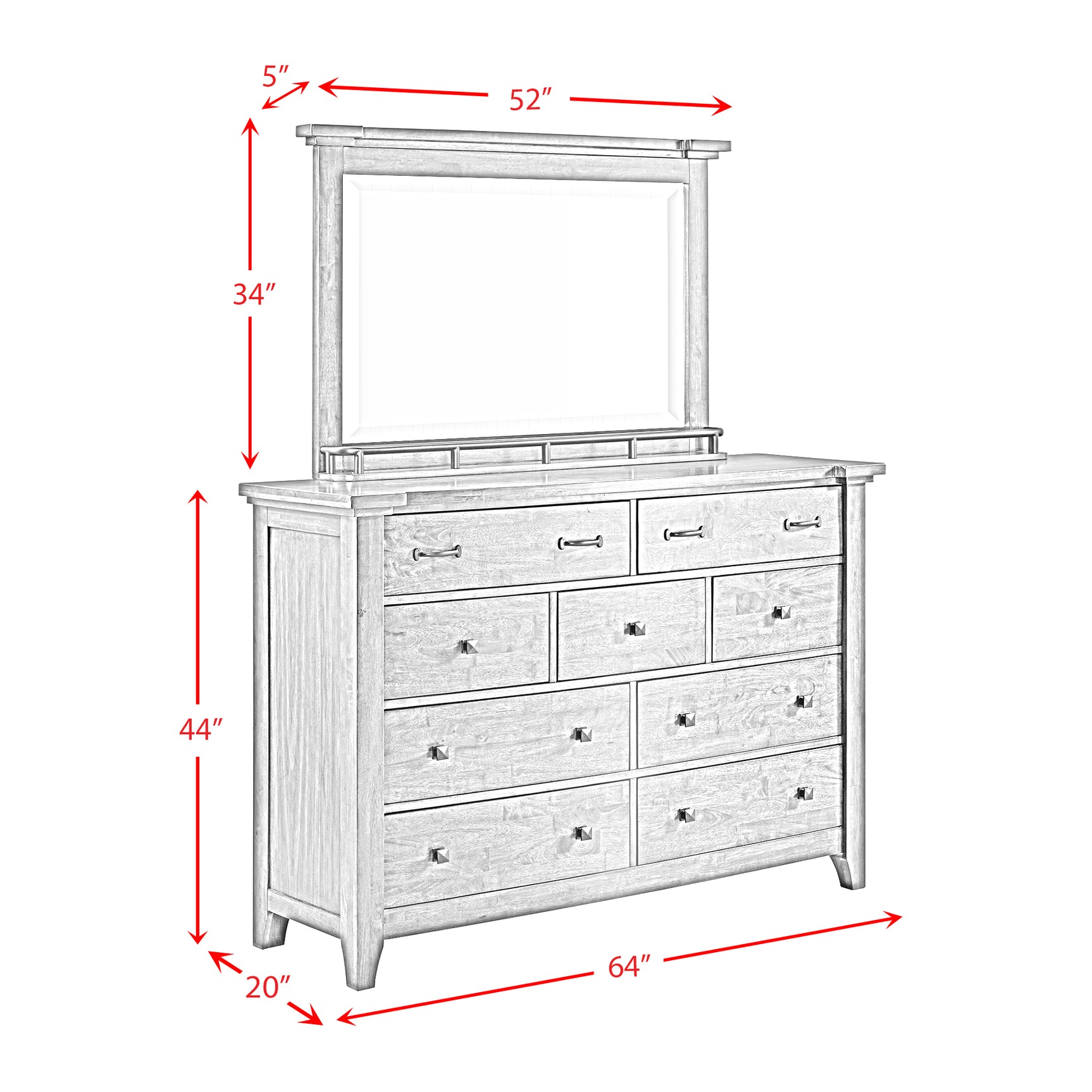 Gage Dresser & Mirror Set in Chestnut - Tampa Furniture Outlet