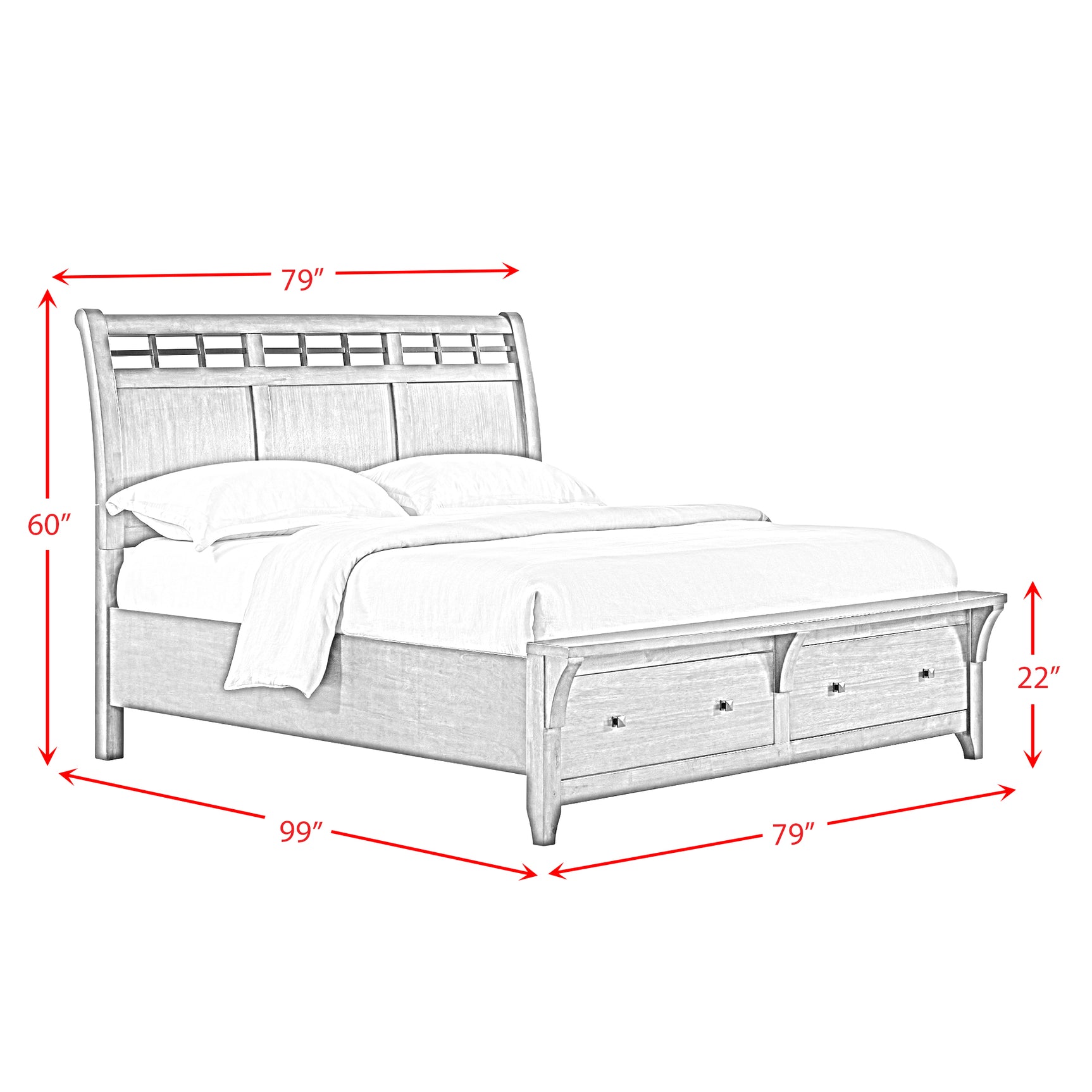 Gage King Sleigh Storage Bed in Chestnut - Tampa Furniture Outlet