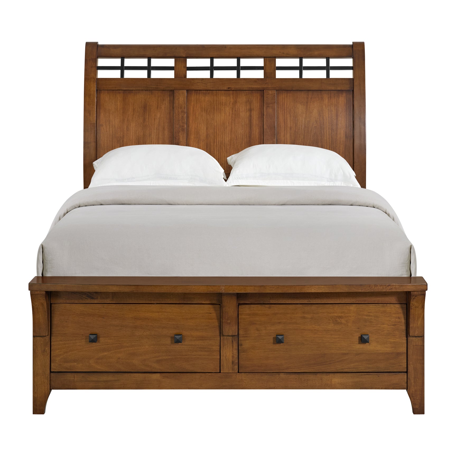 Gage Queen Sleigh Storage Bed in Chestnut - Tampa Furniture Outlet