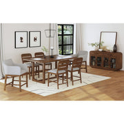 Glinda UPH Counter Chair with Light Grey Fabric in Brown (2 Per Carton) – SKU D-18900-5-CAC | Elements
