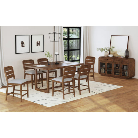 Glinda Counter Chair with Light Grey Fabric in Brown (2 Per Carton) - Tampa Furniture Outlet