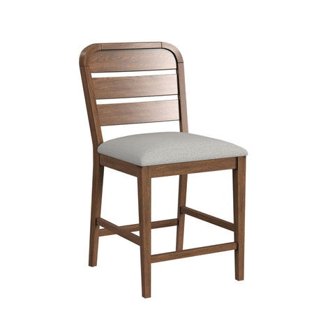 Glinda Counter Chair with Light Grey Fabric in Brown (2 Per Carton)