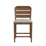 Glinda Counter Chair with Light Grey Fabric in Brown (2 Per Carton) - Tampa Furniture Outlet