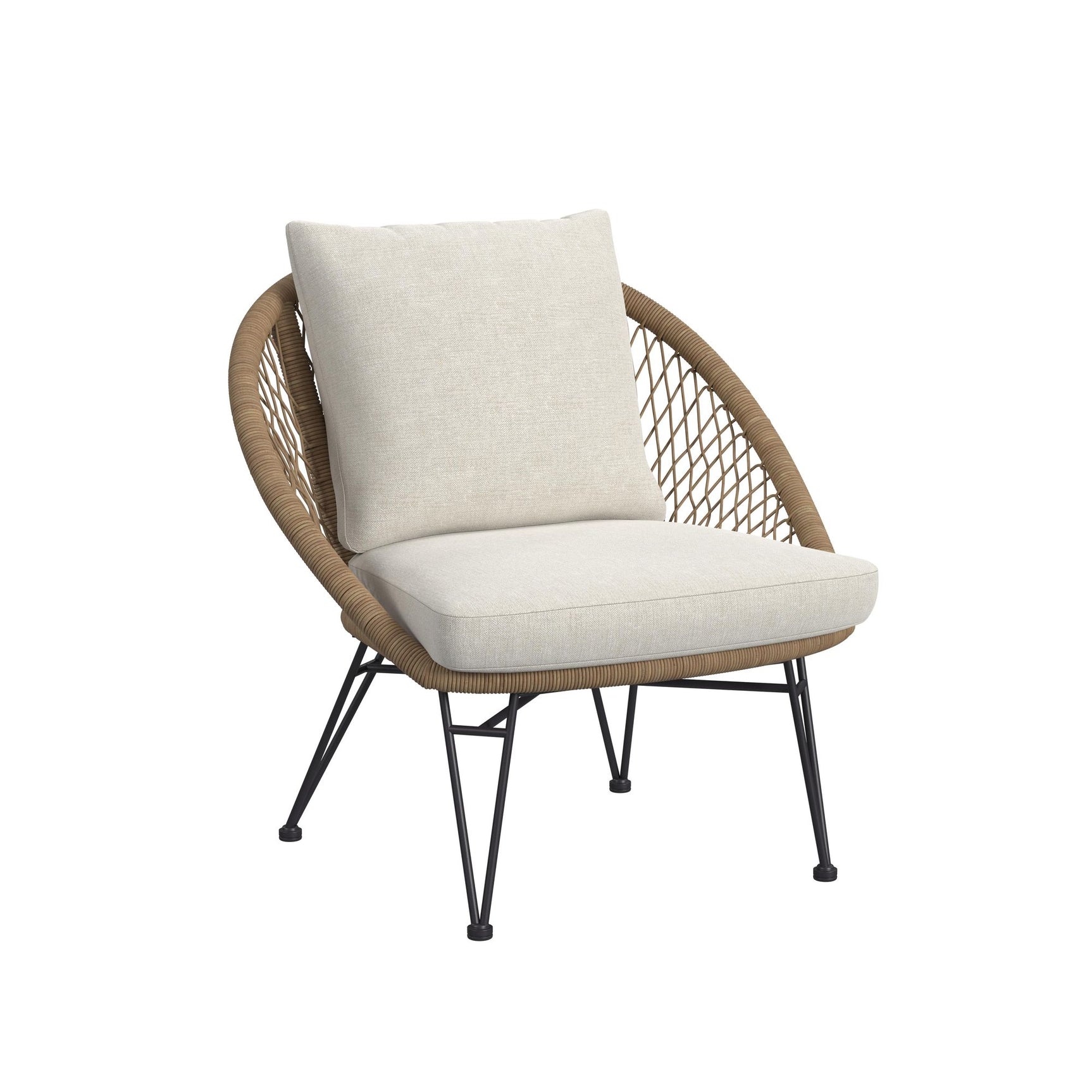 Grace Outdoor Seating 4PC Set - Black, Natural and Olefin Beige - Tampa Furniture Outlet