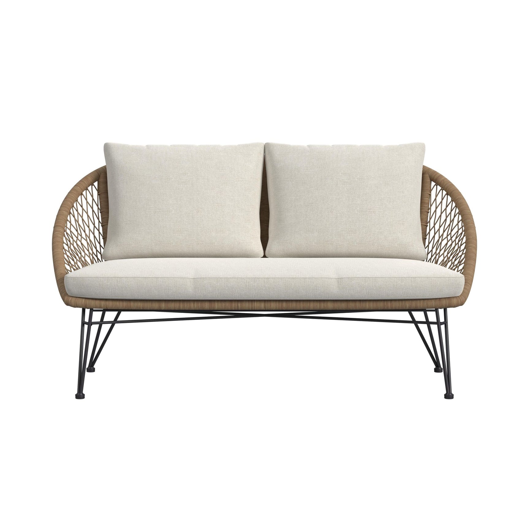 Grace Outdoor Seating 4PC Set - Black, Natural and Olefin Beige - Tampa Furniture Outlet