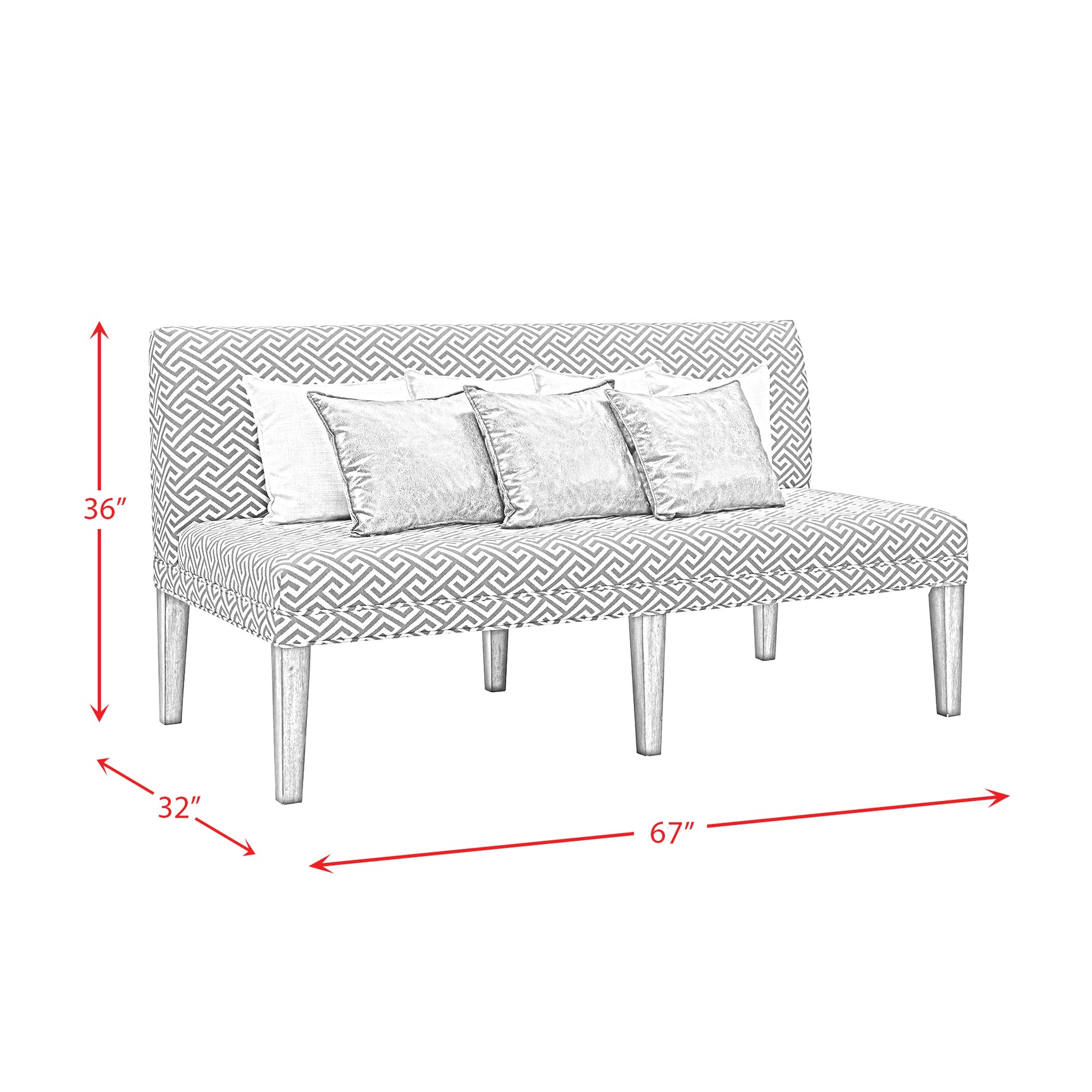 Gramercy Dining Three Seat Sofa w/Seven Pillows
