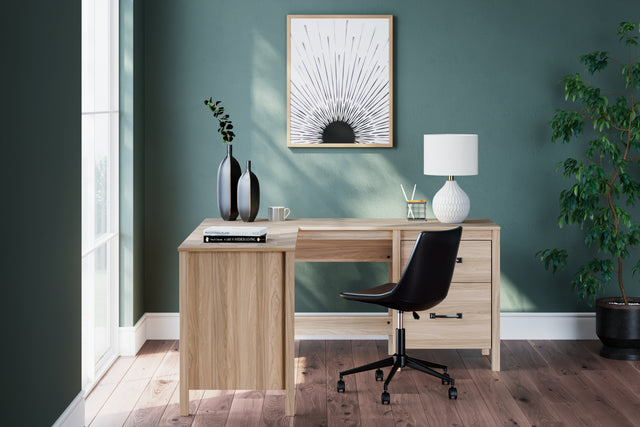 Tampa Furniture Outlet - Ashley Furniture - Battelle Office Desk - 60" Home Office Desk with Return / Tan - H3929H1