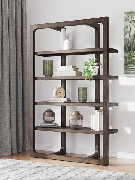Tampa Furniture Outlet - Ashley Furniture - Breckington Bookcase - Bookcase / Dark Brown - H556-70
