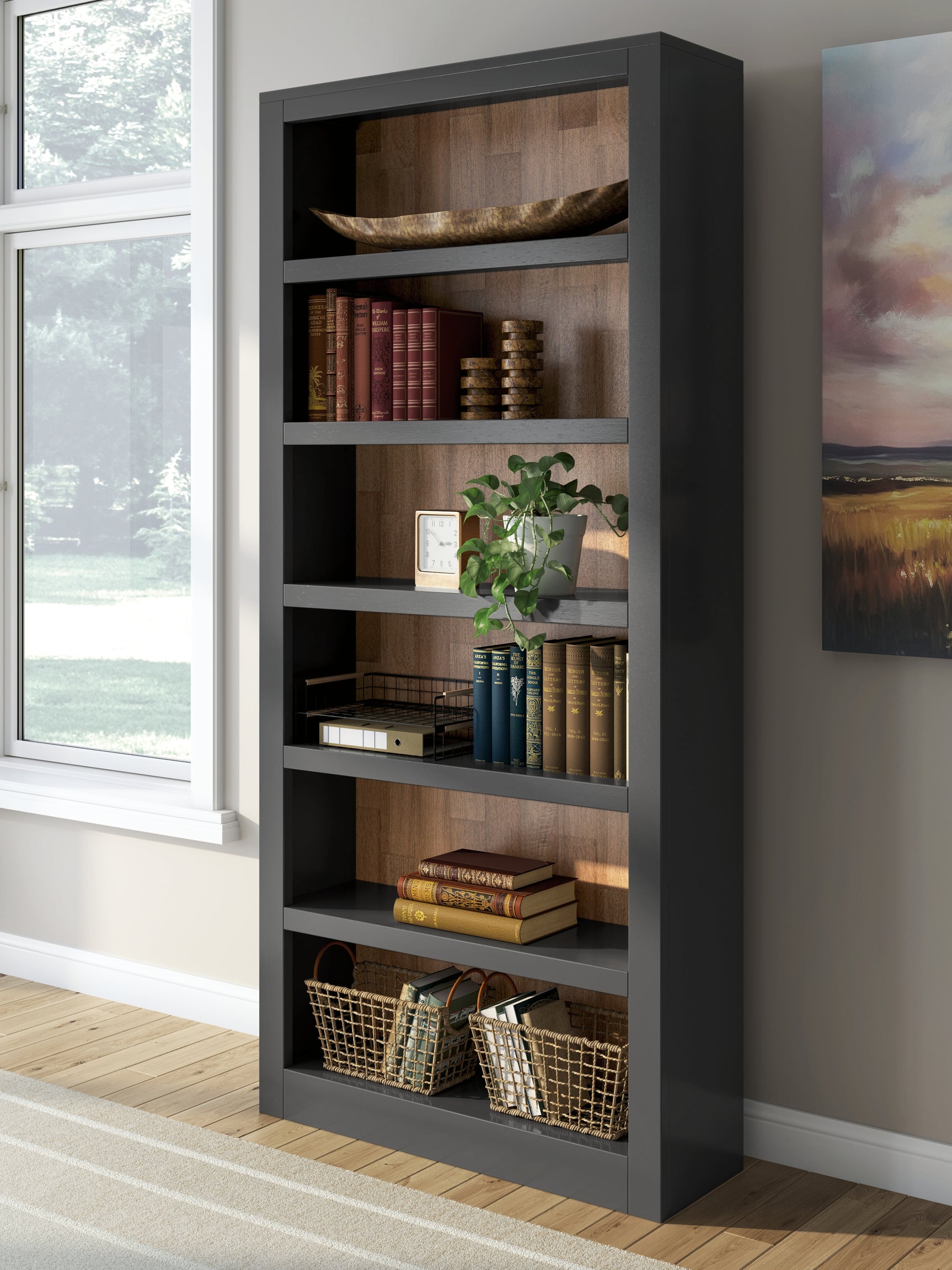Tampa Furniture Outlet - Ashley Furniture - Wildenauer Bookcase - Bookcase / Brown/Black - H664-70
