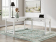 Tampa Furniture Outlet - Ashley Furniture - Robbinsdale Office Desk - L-Shaped Home Office Desk / Antique White - H742H1