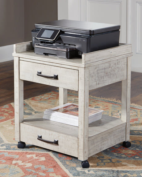 Tampa Furniture Outlet - Ashley Furniture - Carynhurst Printer Stand - Printer Stand / Whitewash - H755-11