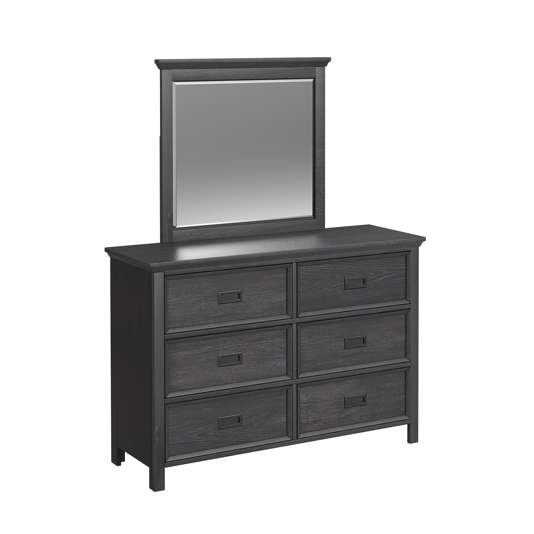 Hampton Kids Dresser and Mirror Set in Charcoal - Tampa Furniture Outlet