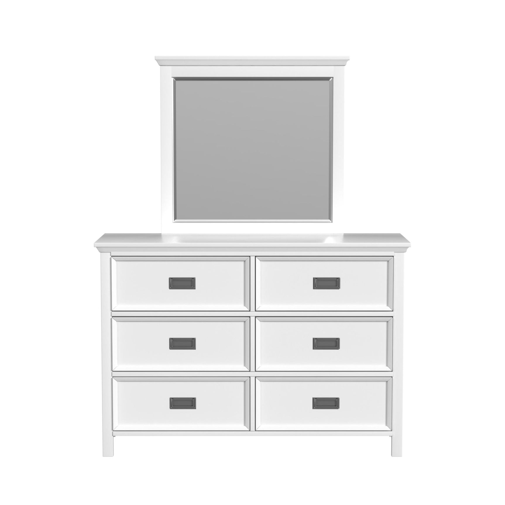 Hampton Kids Dresser and Mirror Set in White - Tampa Furniture Outlet