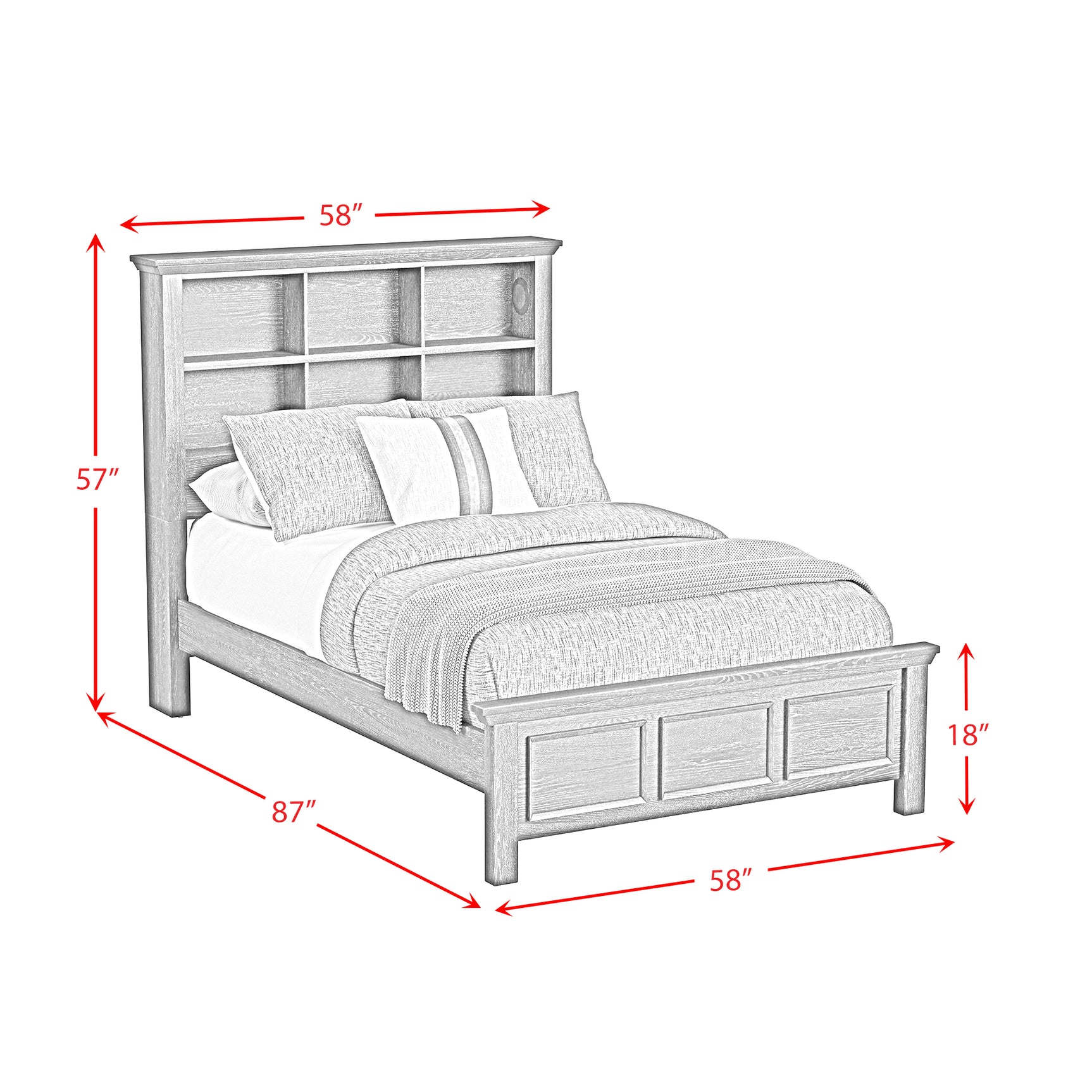 Hampton Kids Full Bookcase Bed in Charcoal - Tampa Furniture Outlet