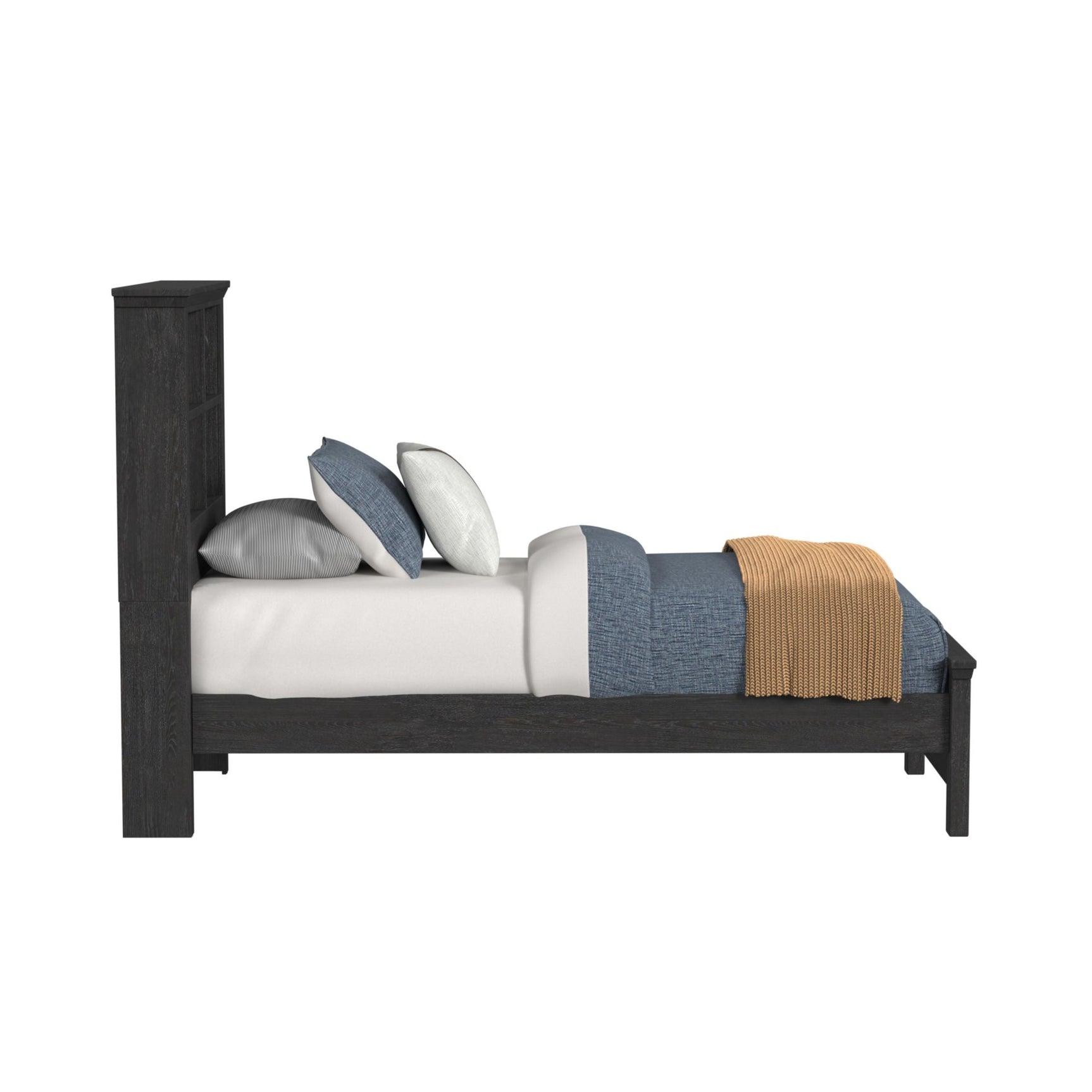 Hampton Kids Twin Bookcase Bed in Charcoal - Tampa Furniture Outlet