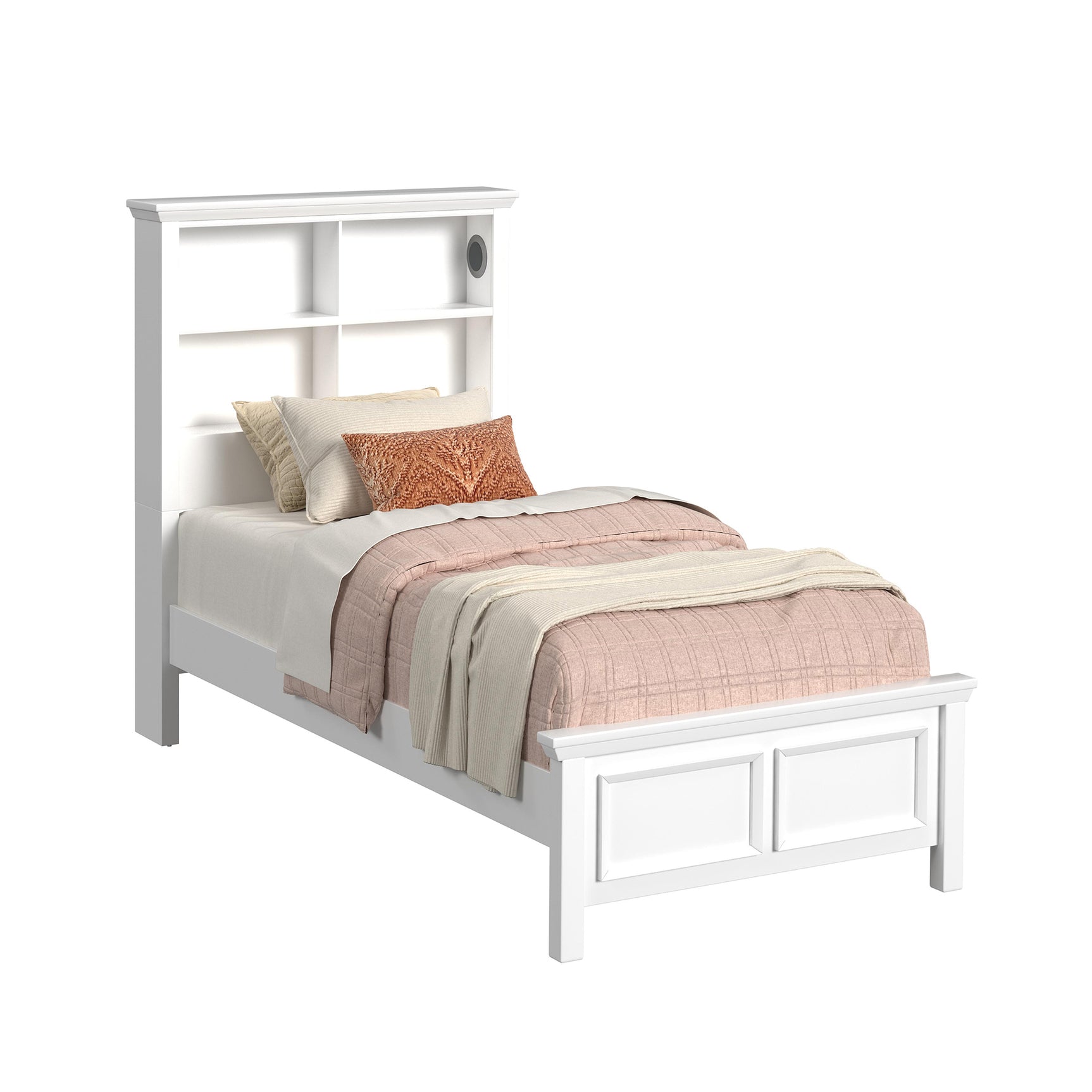 Hampton Kids Twin Bookcase Bed in White - Tampa Furniture Outlet