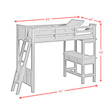 Hampton Kids Twin Loft with Ladder and Desk with Speaker in White - Tampa Furniture Outlet