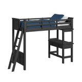 Hampton Kids Twin Loft with Ladder and Desk with Speaker in Charcoal - Tampa Furniture Outlet