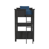 Hampton Kids Twin Loft with Ladder and Desk with Speaker in Charcoal - Tampa Furniture Outlet