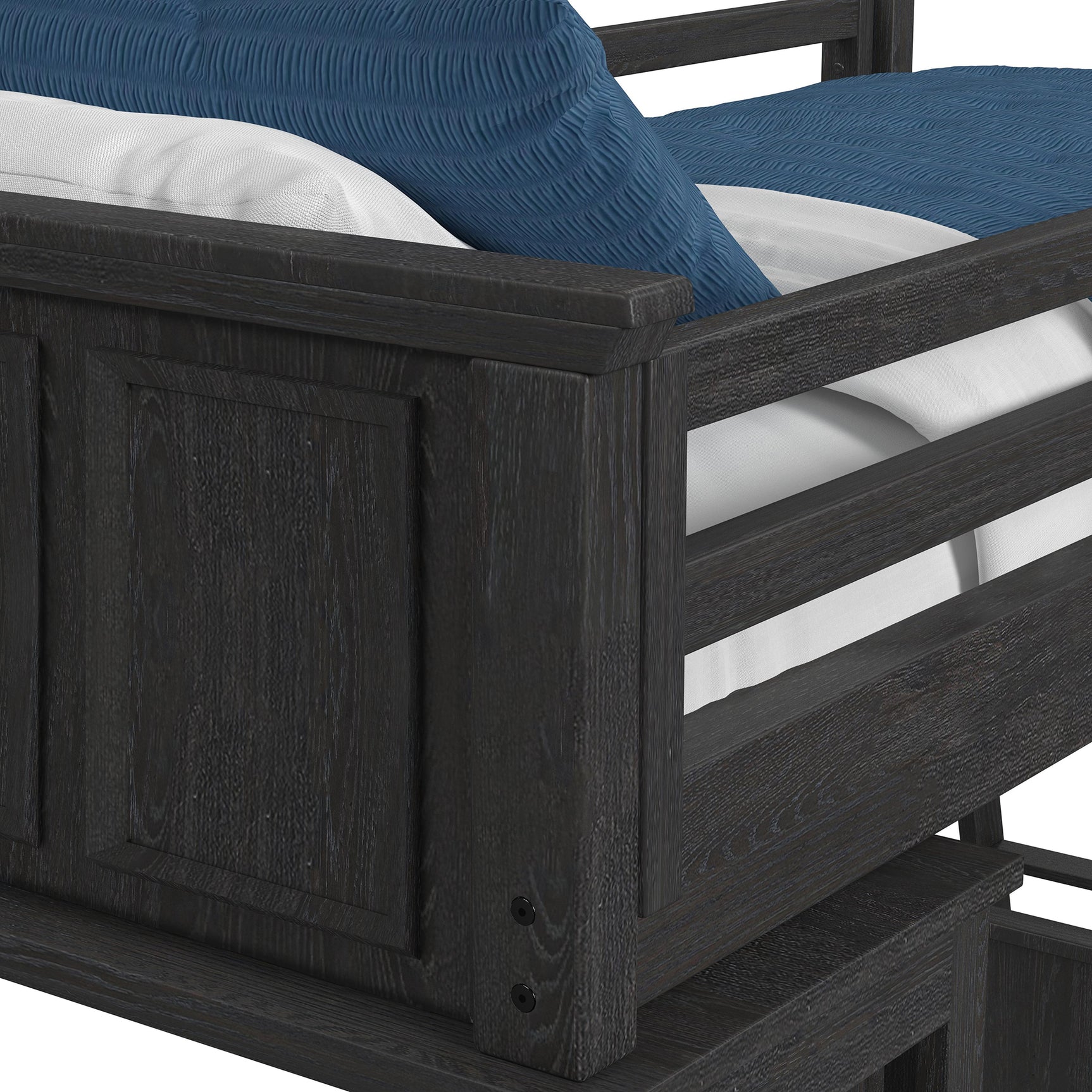 Hampton Kids Twin Loft with Ladder and Desk with Speaker in Charcoal - Tampa Furniture Outlet