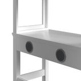 Hampton Kids Twin Loft with Ladder and Desk with Speaker in White - Tampa Furniture Outlet