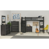 Hampton Kids Twin Loft with Staircase and Desk with Speaker in Charcoal – SKU Y-15760-8-L2 | Elements