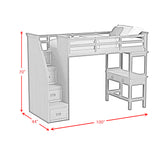 Hampton Kids Twin Loft with Staircase and Desk with Speaker in Charcoal - Tampa Furniture Outlet