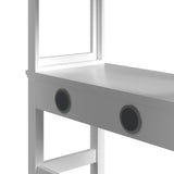 Hampton Kids Twin Loft with Staircase and Desk with Speaker in White