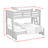 Hampton Kids Twin Over Full Bunk with Ladder in White