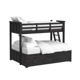 Hampton Kids Twin Over Full Bunk with Ladder and Trundle in Charcoal - Tampa Furniture Outlet