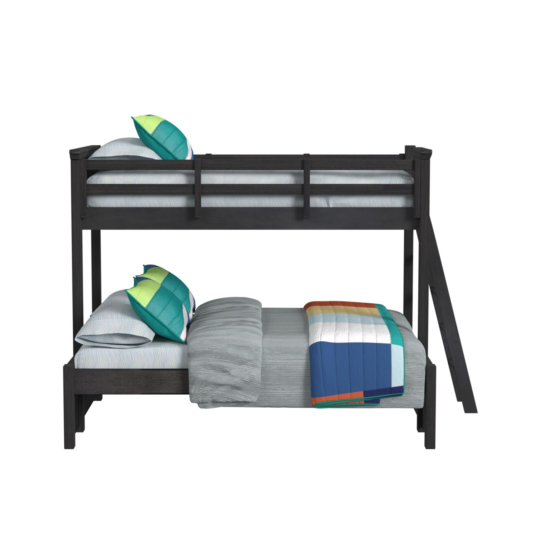 Hampton Kids Twin Over Full Bunk with Ladder in Charcoal - Tampa Furniture Outlet