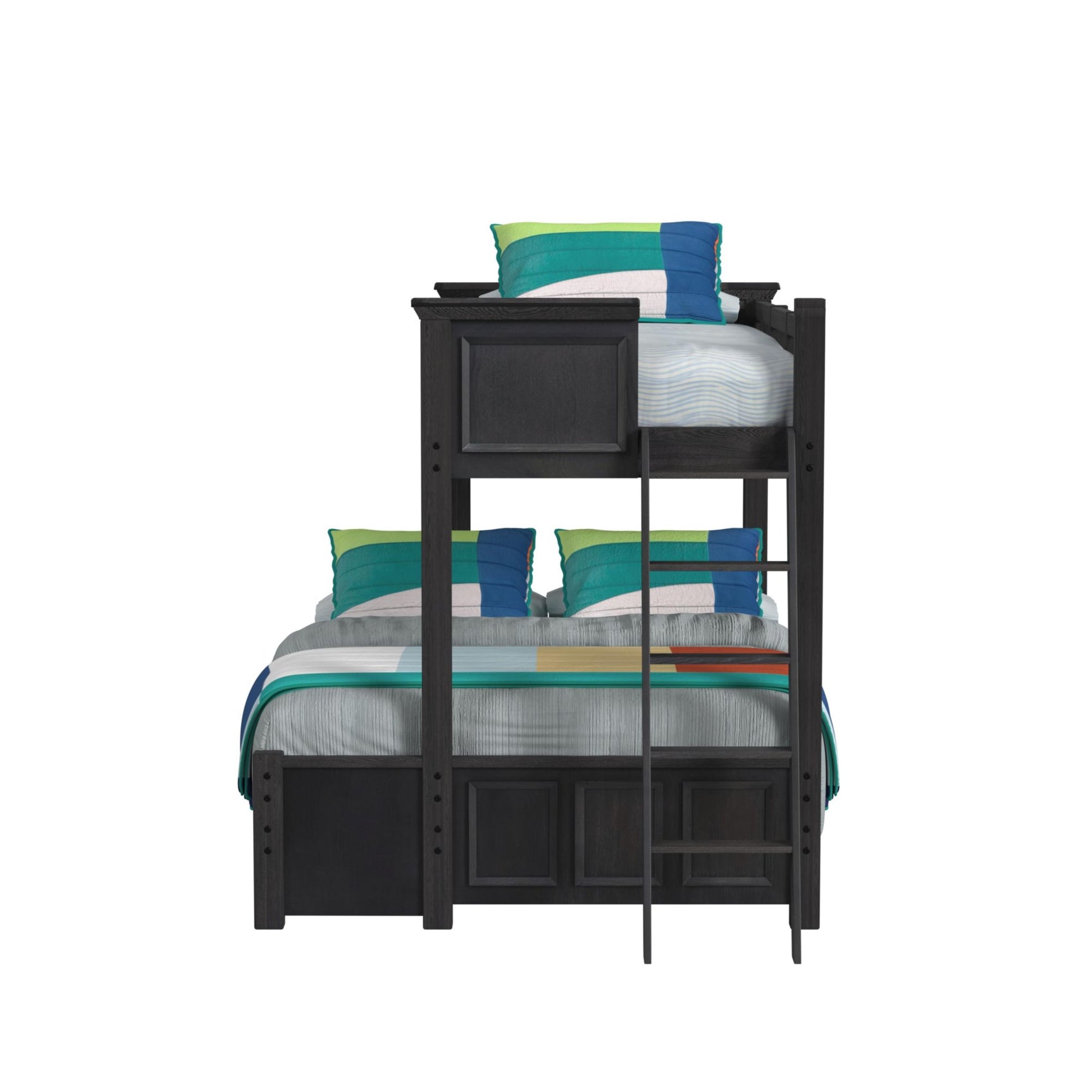Hampton Kids Twin Over Full Bunk with Ladder in Charcoal - Tampa Furniture Outlet