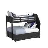 Hampton Kids Twin Over Full Bunk with Staircase and Trundle in Charcoal - Tampa Furniture Outlet