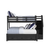 Hampton Kids Twin Over Full Bunk with Staircase and Trundle in Charcoal - Tampa Furniture Outlet