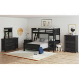Hampton Kids Twin Over Full Loft with Ladder and Desk with Speaker in Charcoal – SKU Y-15760-8-L3 | Elements