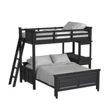 Hampton Kids Twin Over Full Loft with Ladder and Desk with Speaker in Charcoal - Tampa Furniture Outlet