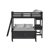 Hampton Kids Twin Over Full Loft with Ladder and Desk with Speaker in Charcoal - Tampa Furniture Outlet