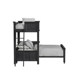Hampton Kids Twin Over Full Loft with Ladder and Desk with Speaker in Charcoal - Tampa Furniture Outlet